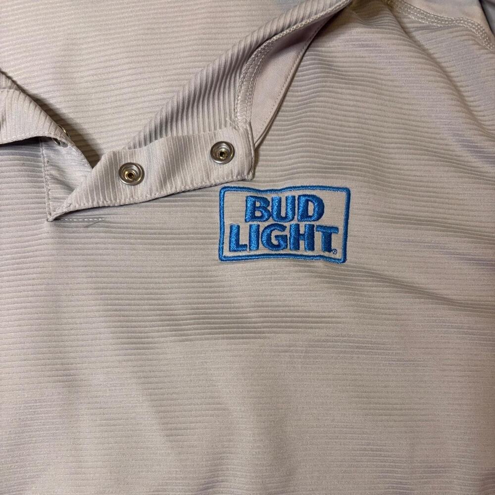 Adidas Bud Light Polo Shirt Mens 3XL Beige Performance Golf Casual Logo - Picture 3 of 7